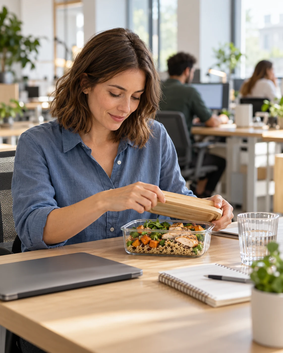 Ilustracja: przerwa na lunch w biurze